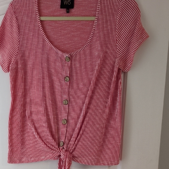 W5 Tops - W5 Women's Pink Striped Button-Down Tee